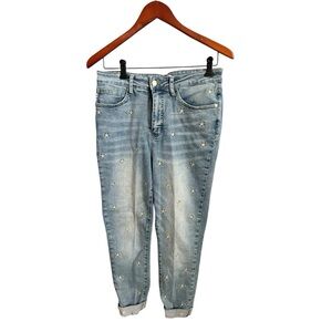 Judy Blue Embroidered Stars Blue Jeans Cropped Skinny 29 9